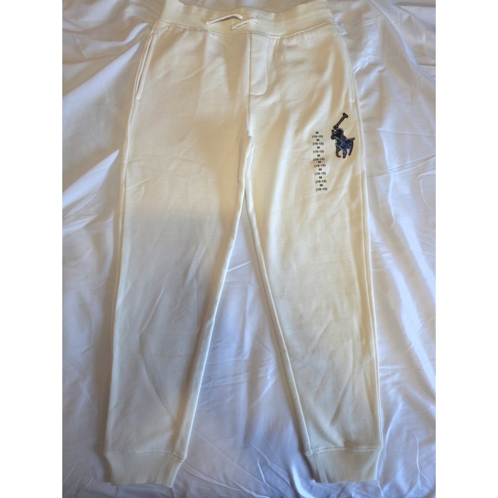 Polo Ralph Lauren White Drawstring w/ Big Pony Sweatpants Jogger Youth M (10-12)